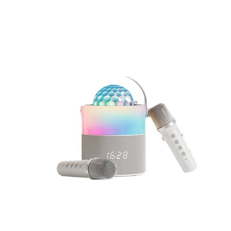 Portable Karaoke Bluetooth Speaker with Microphone & LED Light in White