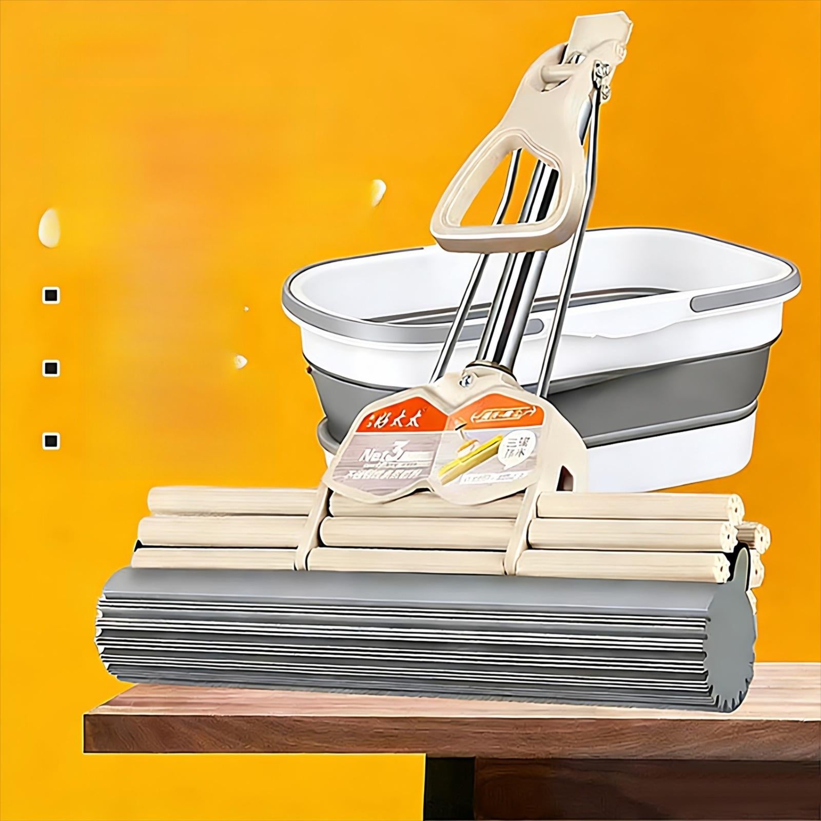 Double row Good Lady Sponge Roller Mop Super Absorbent Hands-Free Cleaner