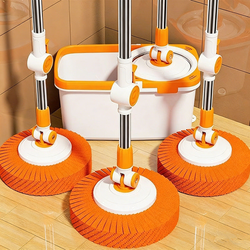 Orange universal Universal Rotating Stainless Steel Mop Handle for Wet Dry Cleaning