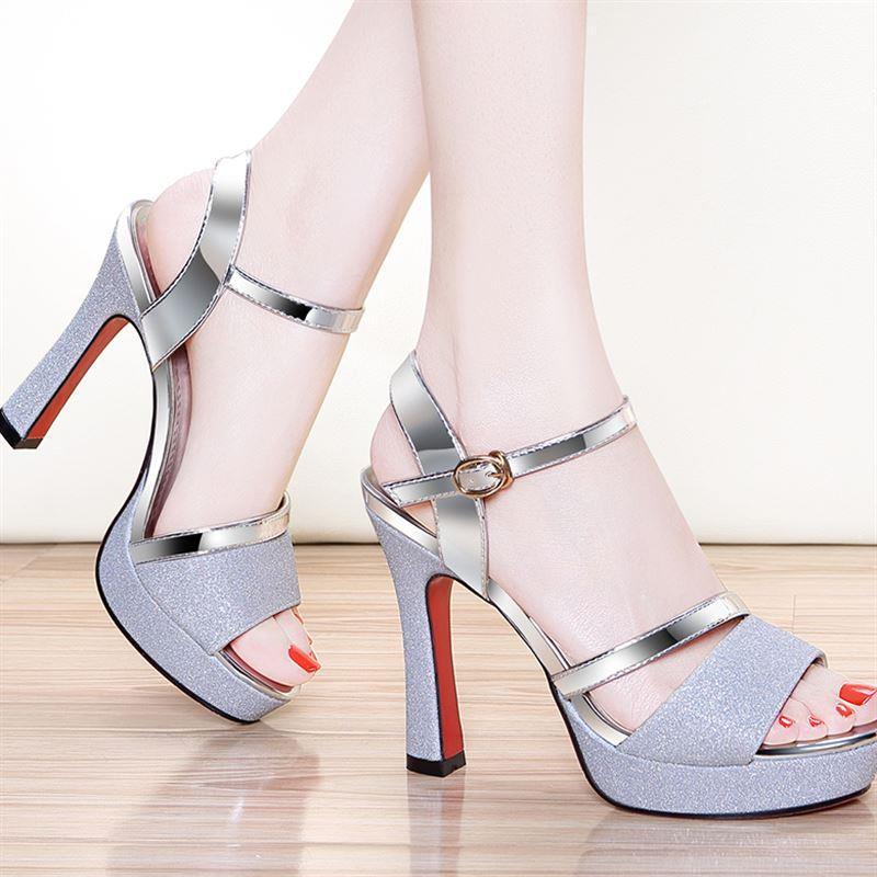 Gold Women's Platform Stiletto Heel Sandals for Elegant Summer Style