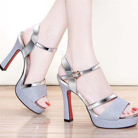 Gold Women's Platform Stiletto Heel Sandals for Elegant Summer Style