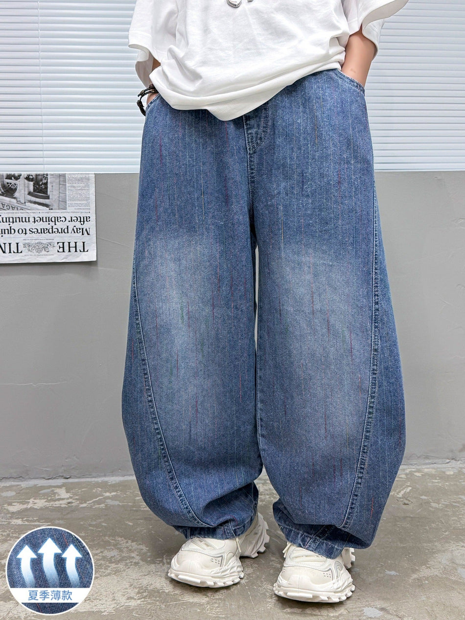 Boys Summer Straight-Leg Denim Pants Korean Style Lightweight