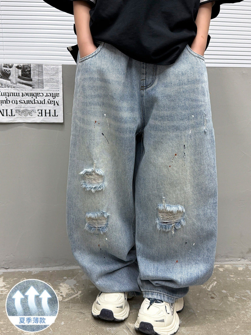 Boys Anti-Mosquito Straight-Leg Denim Pants Korean Style