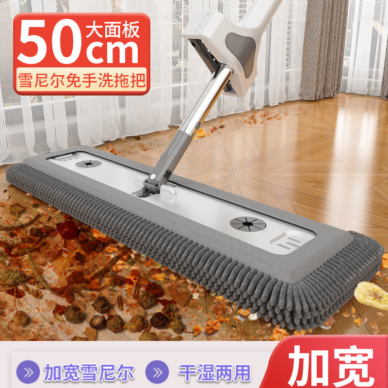 Chenille Hands-Free Flat Mop with Bucket for Wooden Floors