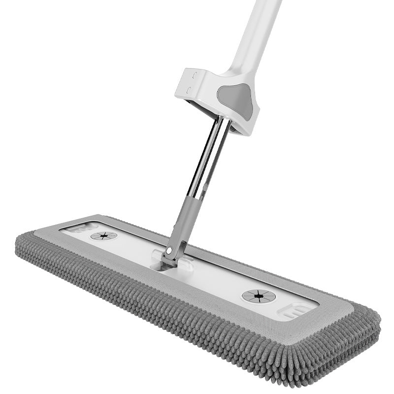 Off-white - Chenille Hands-Free Flat Mop with Bucket for Wooden Floors