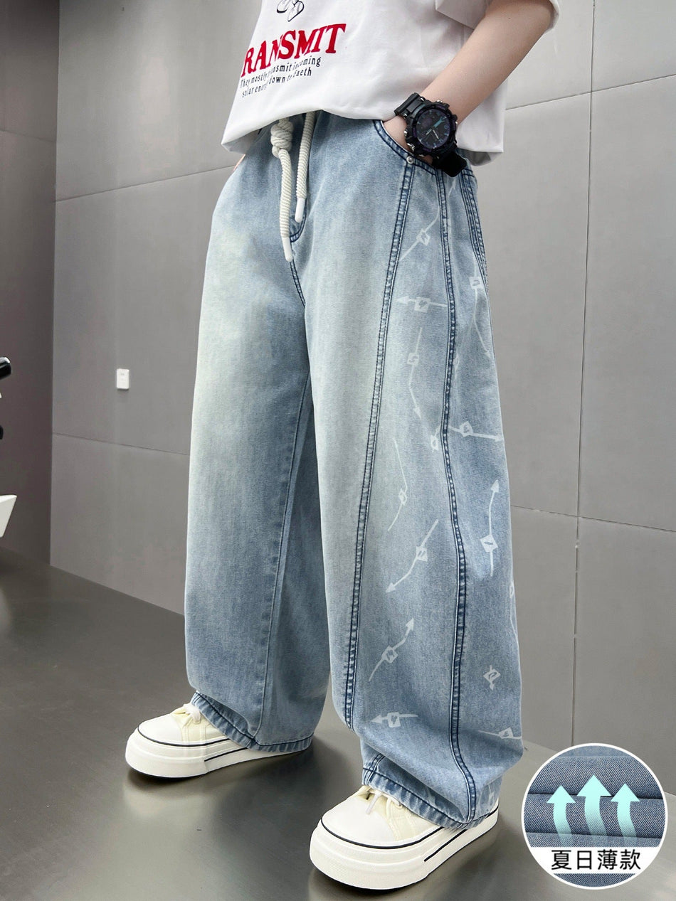 Boys Summer Straight-Leg Denim Pants Korean Style Casual Wear