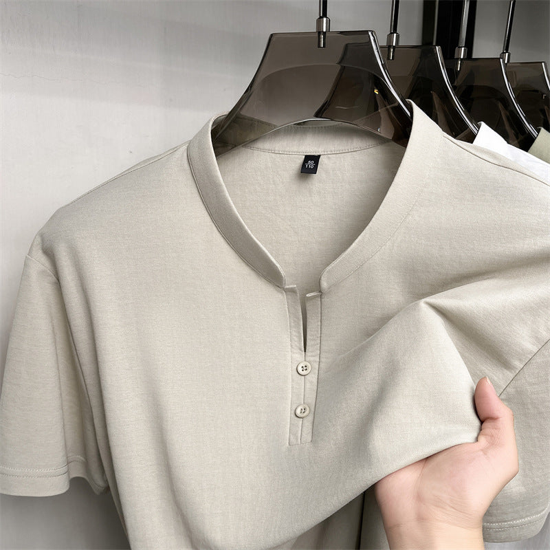 Men's Tencel Linen Blend Henley Short Sleeve Casual Shirt