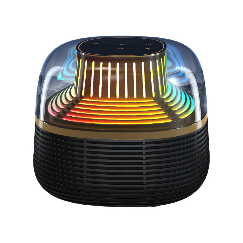 Transparent Glass Bluetooth Speaker with Ambient Light Subwoofer in Black