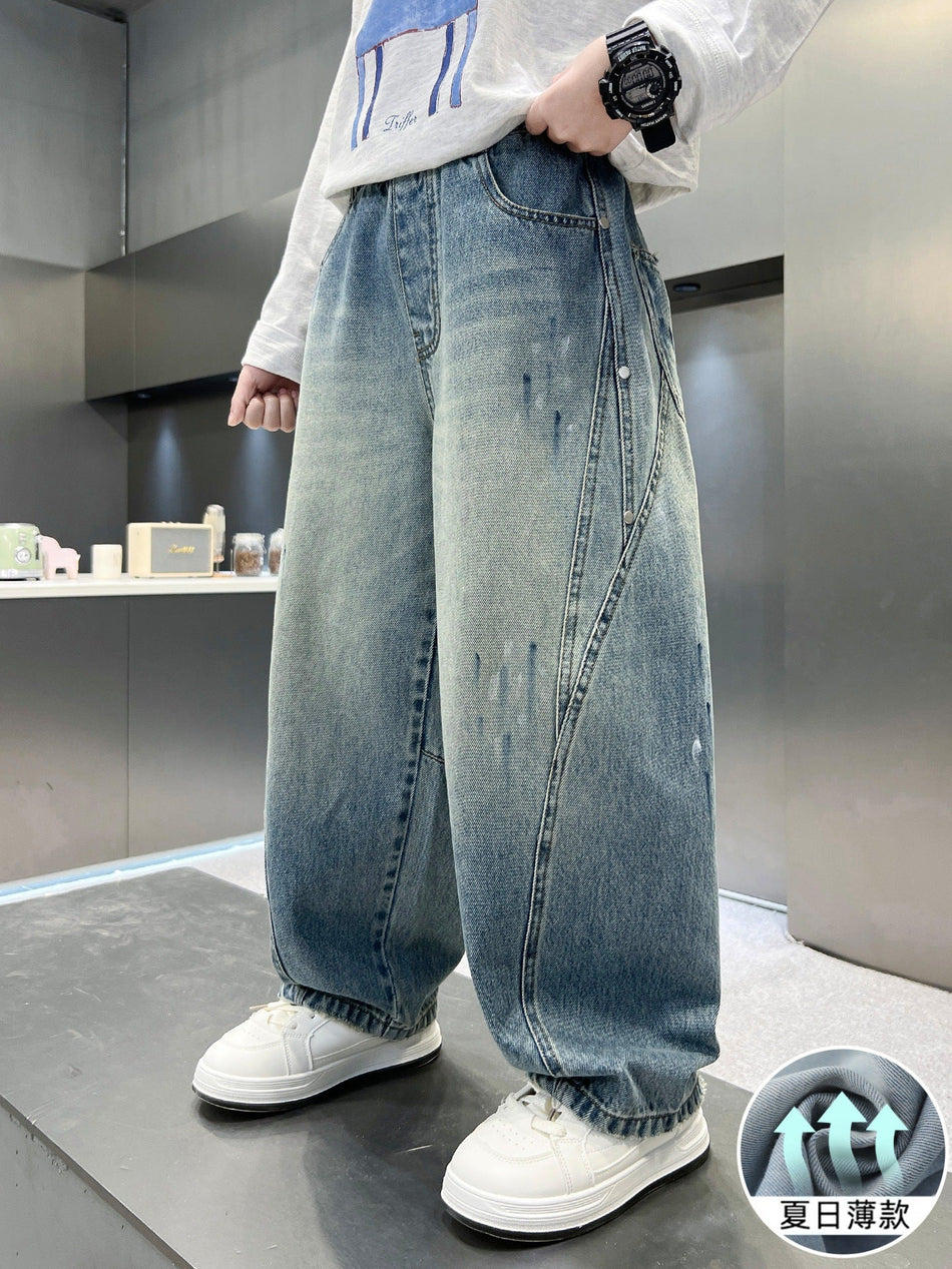 Boys Summer Straight-Leg Denim Pants Korean Style Casual
