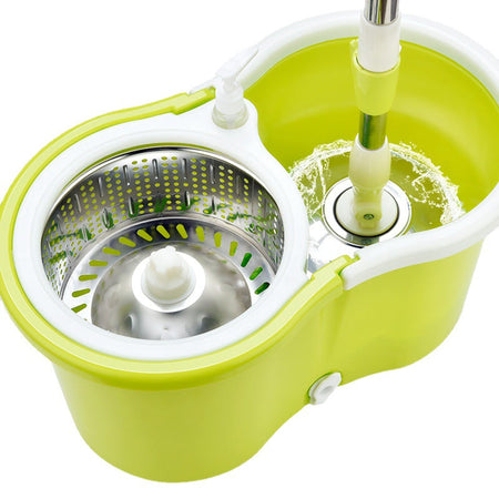 Khaki Hands-Free Dual-Drive Rotating Mop Bucket for Home Cleaning