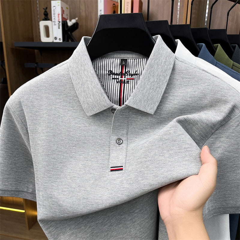 Men's 100% Mercerized Cotton Embroidered Short Sleeve Polo