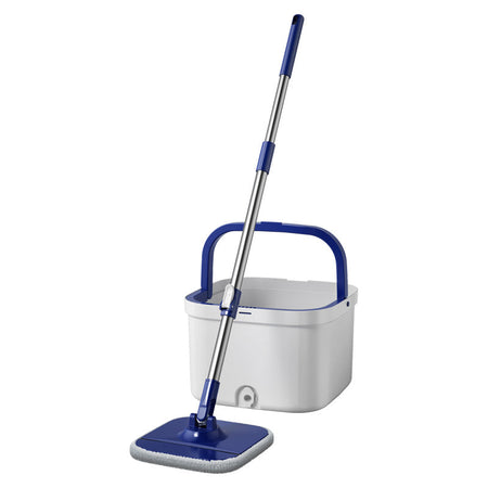 White blue Hands-Free Rotating Mop with Automatic Spin Dry Bucket