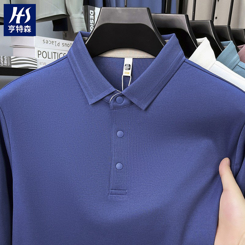 Men's Long Sleeve Solid Color Business Casual Polo Shirt