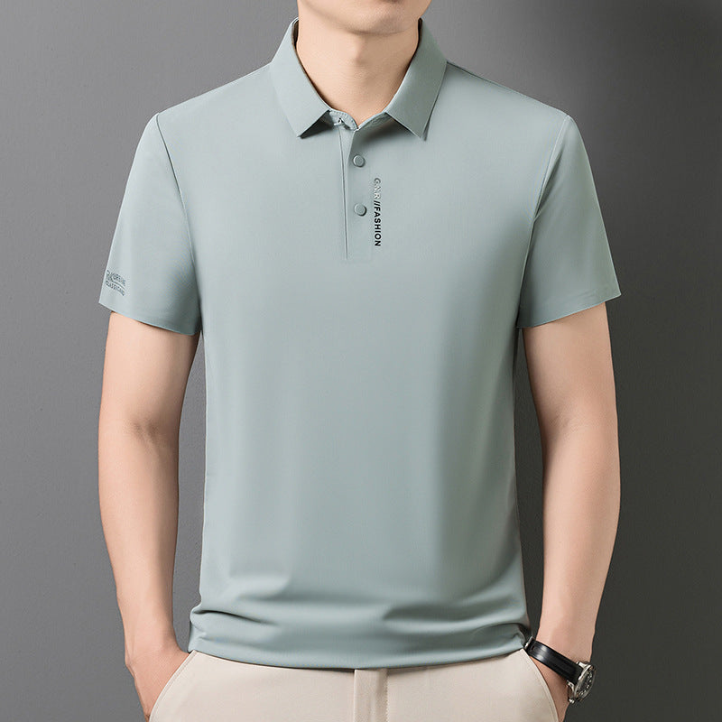 Men's Antibacterial Ice Silk Nylon Short Sleeve Polo Shirt