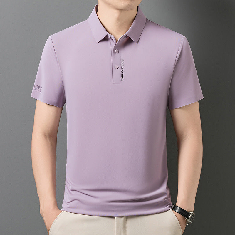 Men's Antibacterial Ice Silk Nylon Short Sleeve Polo Shirt