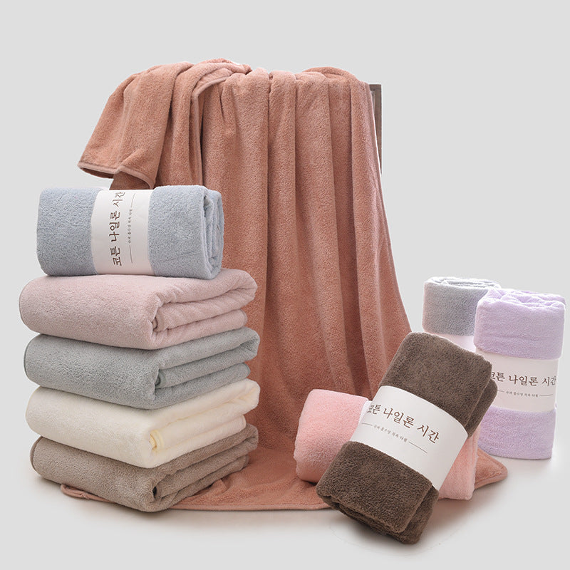 Light brown Thickened Coral Velvet Bath Towel for Adults & Baby Care 35*75cm