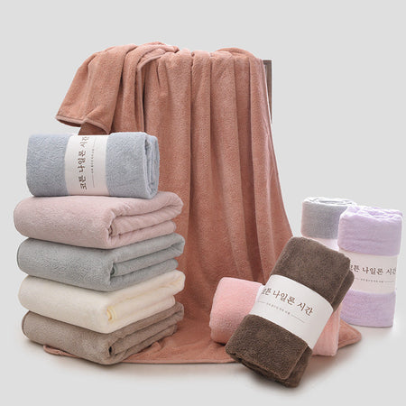 Light brown Thickened Coral Velvet Bath Towel for Adults & Baby Care 35*75cm