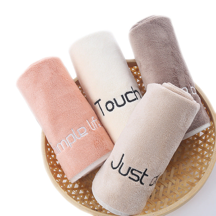 Ivory white Quick-Drying Microfiber Embroidered Face Towel Large Size 35*75cm