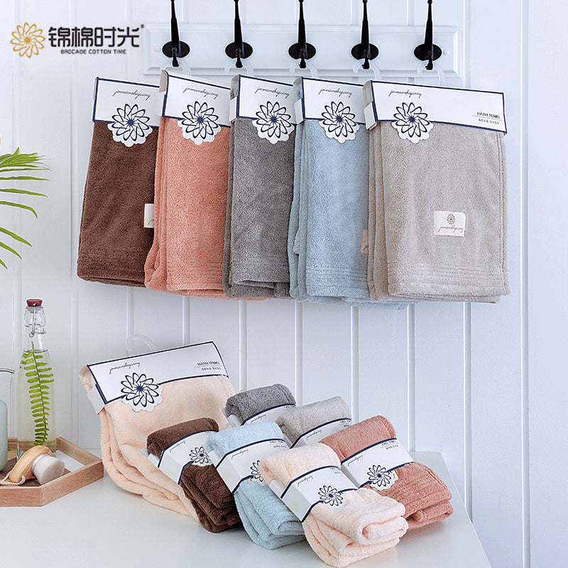 Beige Solid Color Coral Velvet Face Towel Set for Wedding & Home Use Towel 35*75