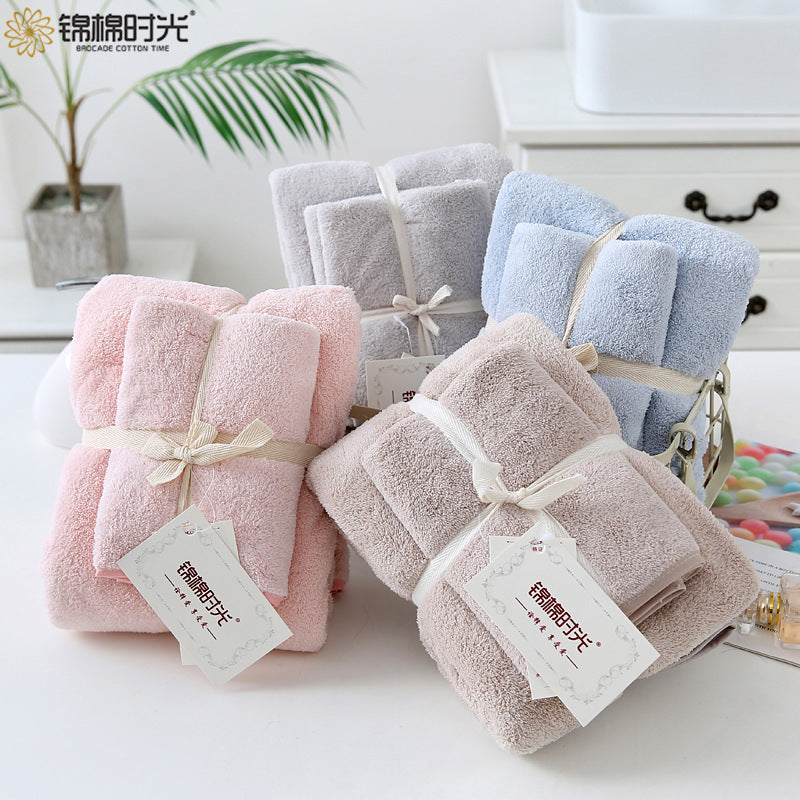 White Extra Large Coral Fleece Bath Towel Set Thick Quick-Dry Home Use 35*75±2   70*140±2