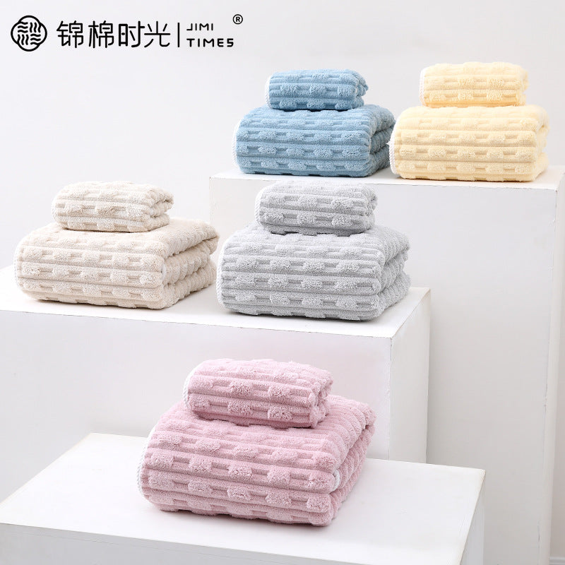 Yellow Enlarged Bamboo Coral Velvet Hand Towel Quick-Dry Absorbent 35*75cm