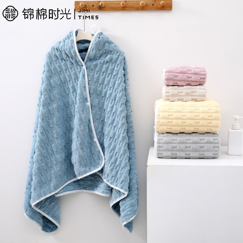 Enlarged Bamboo Coral Velvet Hand Towel Quick-Dry Absorbent
