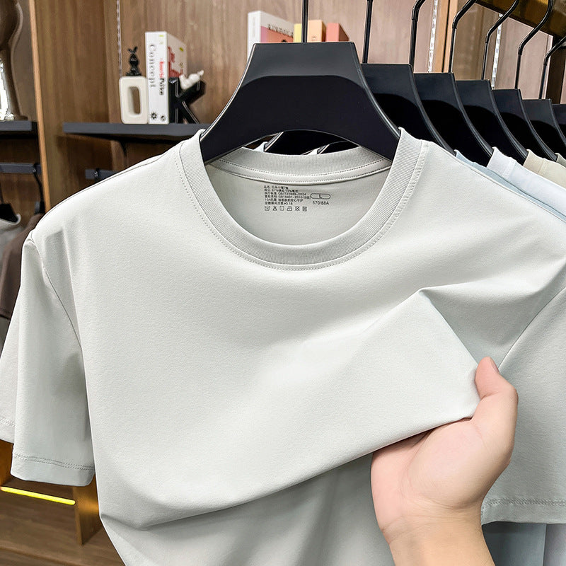 Men's Ice Silk Nylon Crew Neck Breathable Short Sleeve Tee