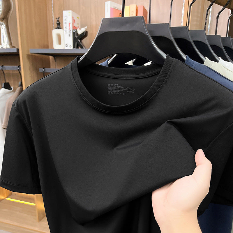 Men's Ice Silk Nylon Crew Neck Breathable Short Sleeve Tee