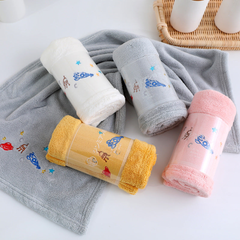 White Logo Printed Coral Fleece Face Towel 35*75 towel