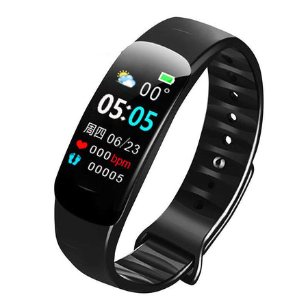 Multifunction Smart Bracelet Step Counter Sleep Tracker Bluetooth Watch in Black