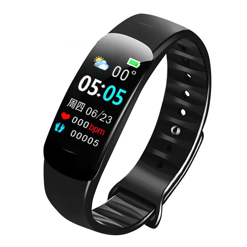 Multifunction Smart Bracelet Step Counter Sleep Tracker Bluetooth Watch in Black