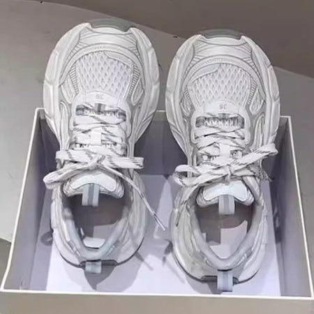 Off-white Women's Thick Sole Lace-Up Dad Sneakers Breathable Casual Style