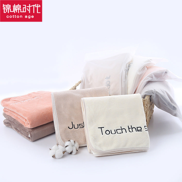 Embroidered Microfiber Bath Towel Thick Absorbent Edged Design