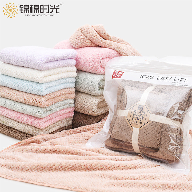 Soft Pineapple Coral Fleece Towel Set Absorbent Thick Household