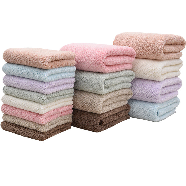 Light blue Soft Pineapple Coral Fleece Towel Set Absorbent Thick Household Use
