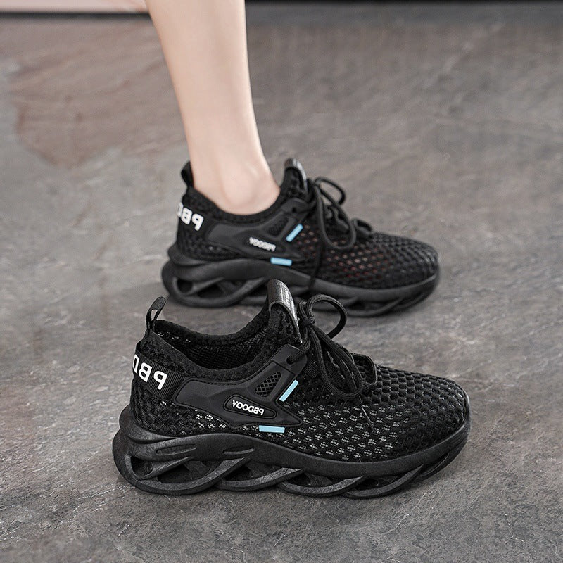 Women's Breathable Hollow Mesh Thick Sole Casual Sneakers