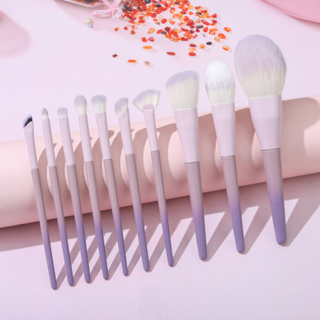 10-piece Starry Purple Makeup Brush Set Beginner Kit