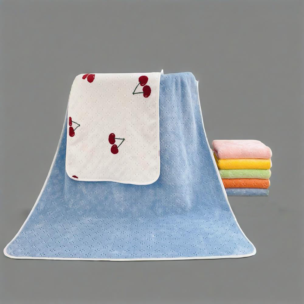 Blue cherry Cherry Coral Velvet Towel Soft Absorbent Face & Bath Use 35*75cm