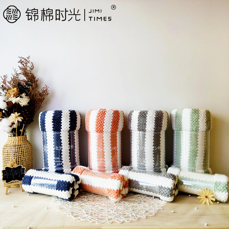 Stripe powder Jujiajia Striped Coral Towel Extra Large Thick Absorbent 35*75cm
