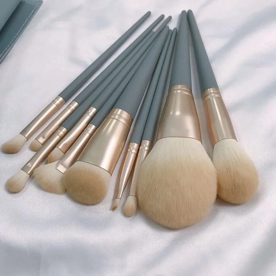 10-Piece Blue Bridge Makeup Brush Set Beginner Beauty Kit
