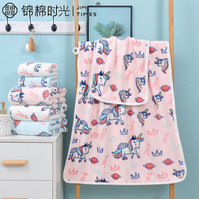 Custom Printed Coral Velvet Bath Towel Thick Absorbent