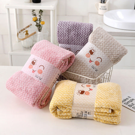 Yellow Cationic Coral Velvet Bath Towel Set Strong Absorbent Gift Pack 35*75cm