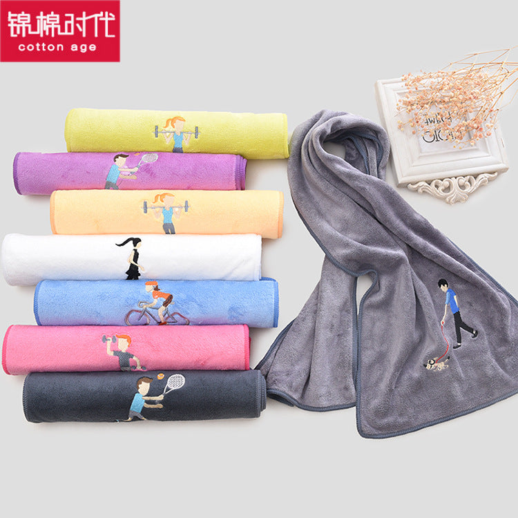 Embroidered Microfiber Sports Towel Quick-Dry Yoga Fitness Towel