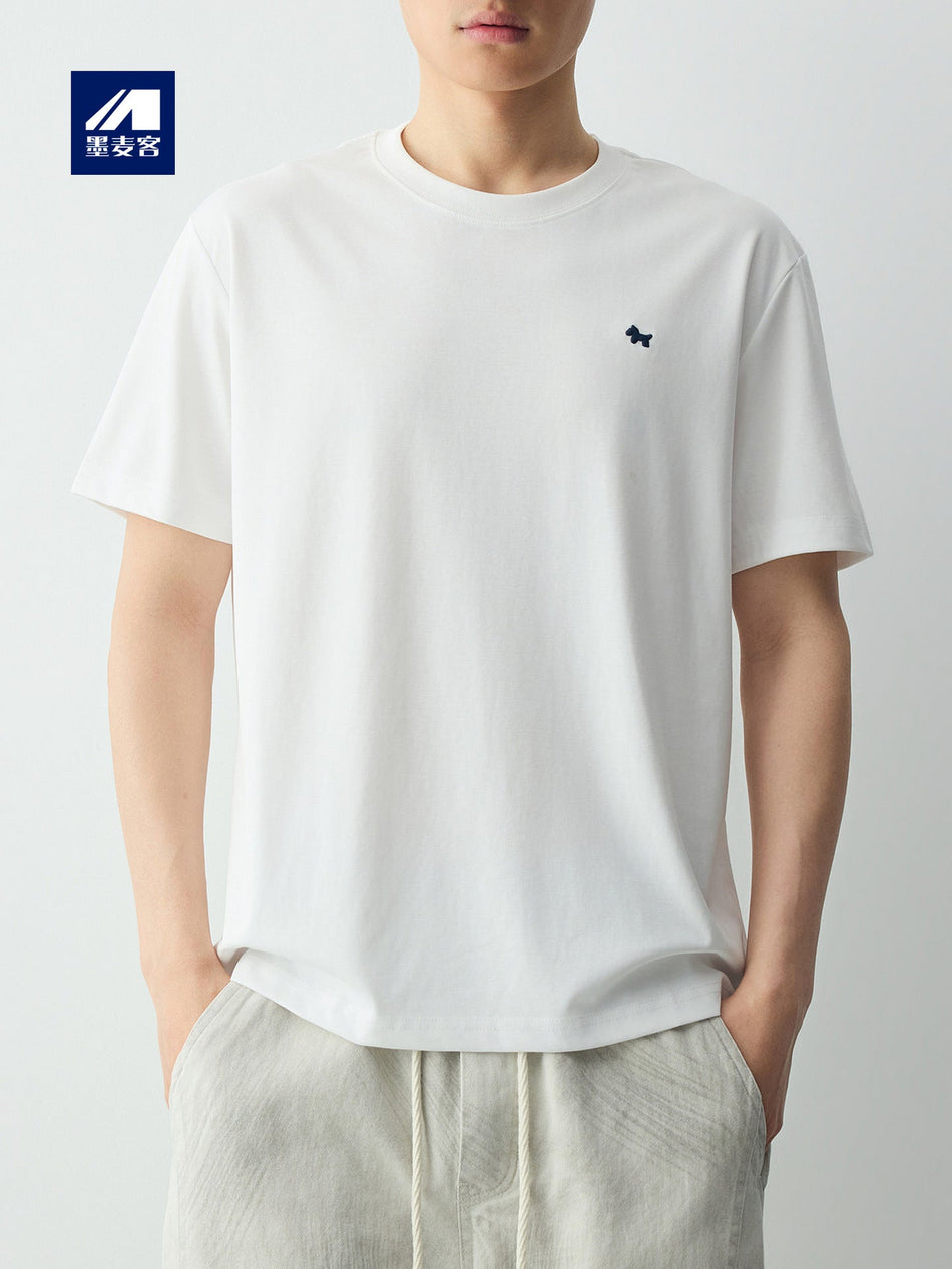 Men's Cartoon Embroidered Crew Neck Casual Short Sleeve T-Shirt