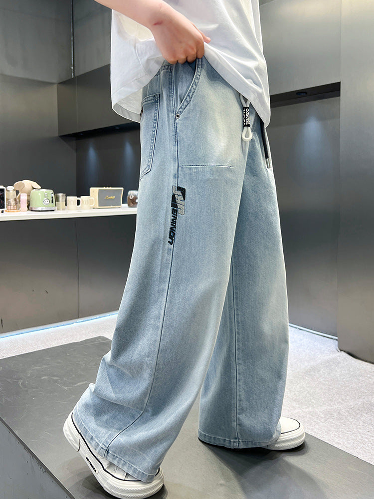 Boys Summer Straight-Leg Denim Pants Korean Style Lightweight