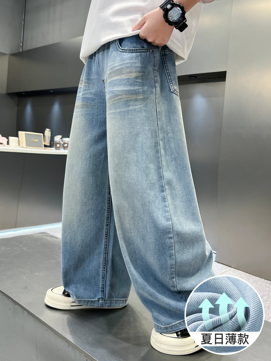 Boys Summer Straight-Leg Denim Pants Korean Style Lightweight