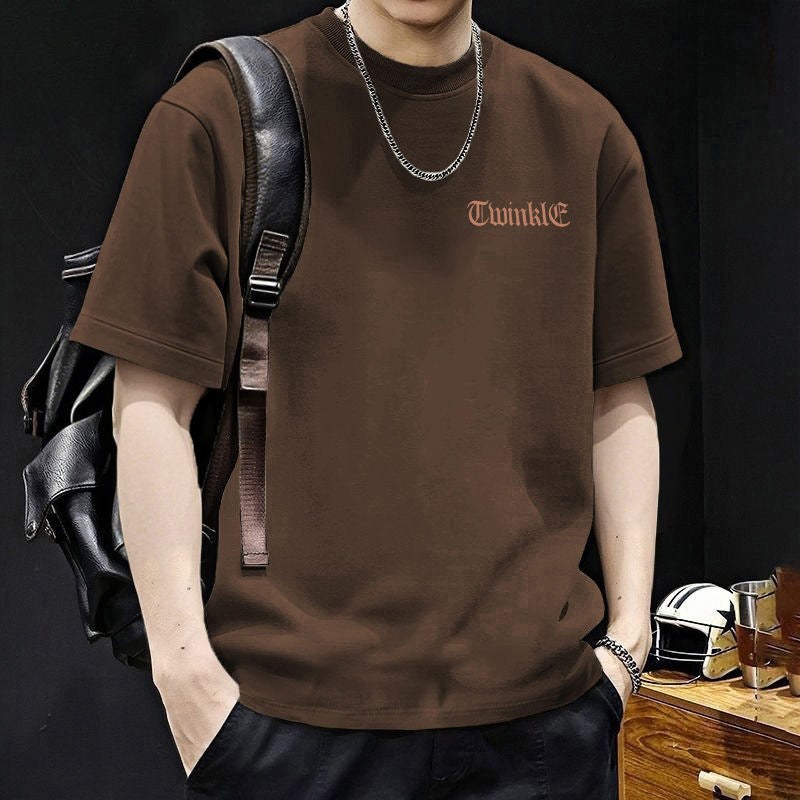 White Men's Pure Cotton Loose Fit Graphic Crew Neck Summer T-Shirt