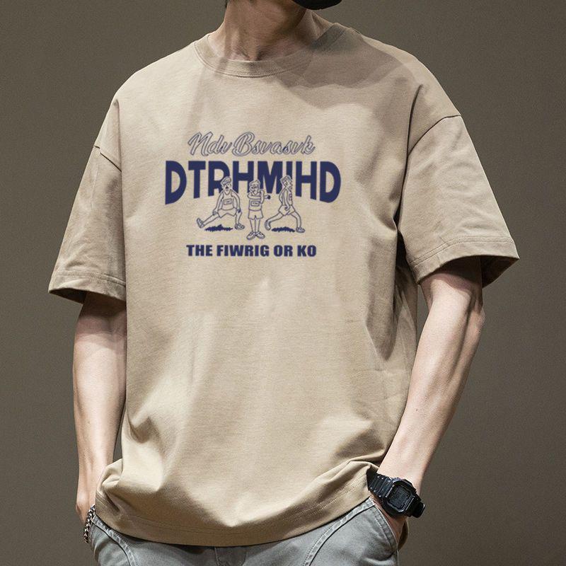 White Men's Heavyweight Cotton Loose Fit Crew Neck Summer T-Shirt