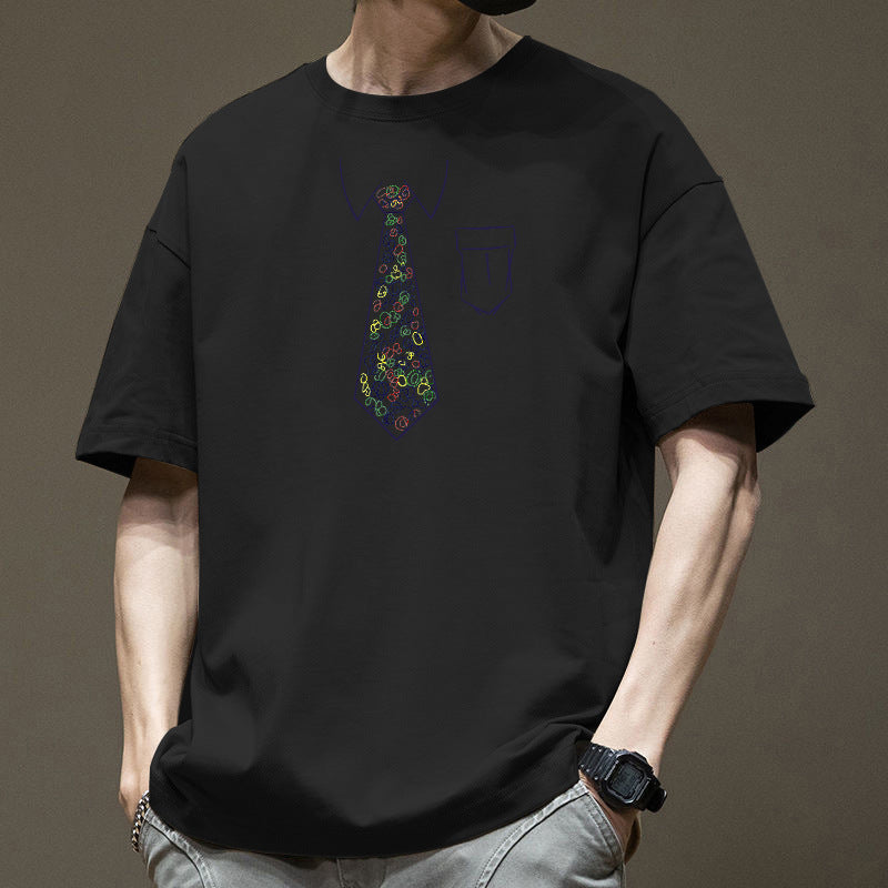 Men's Pure Cotton Graphic Loose Fit Crew Neck Summer T-Shirt