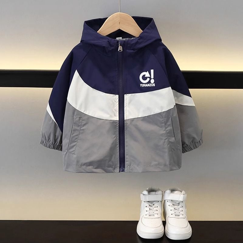 Boys Hooded Street Style Windbreaker Jacket for Autumn